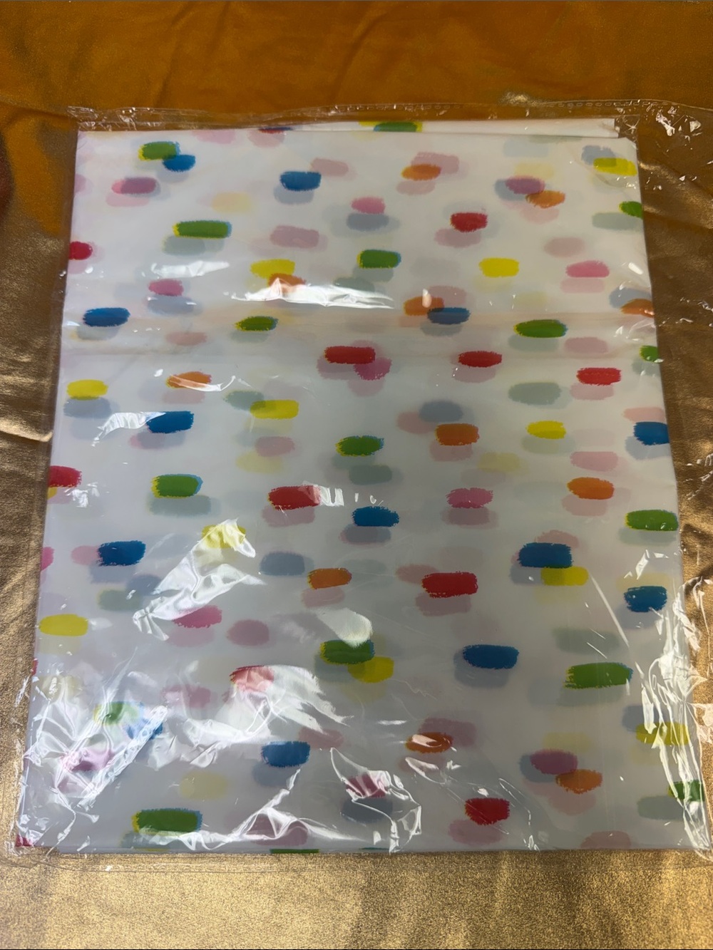 Festive Multicolor Confetti Dot Plastic Table Cover White sprinkles table cover